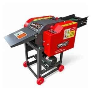 BRAVIX 3HP Single Phase Chaff Cutter with Motor, 1 Fix & 4 Rotating Blade, Gear, Roller & Conveyor Belt, Capacity: 1500-1800kg/hr